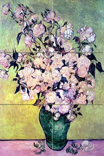 Tile mural roses vase - mural,