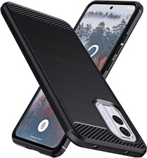 For Nokia C32 Case, Silicone Carbon Fibre Shockproof Phone Cover + Screen Guard