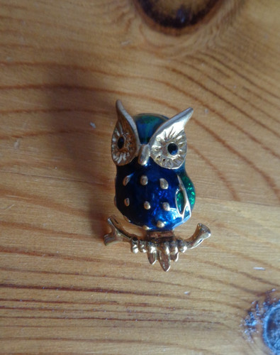 Brooch blue green - blue, gold