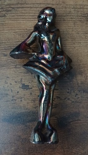 Art deco chromed bronze lady - art,