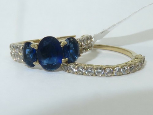 Ladies gold ring set - , sapphire