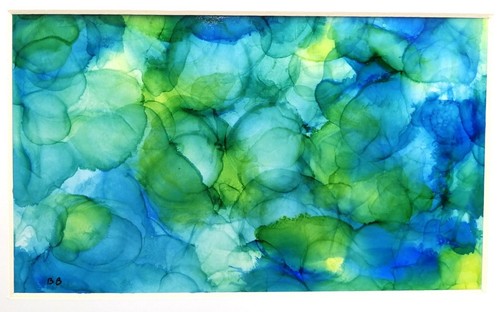 Ink painting blue - painting, green