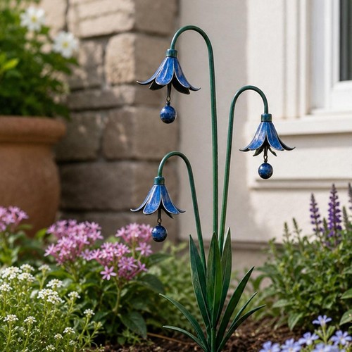Metal triple bluebell flower - metal,