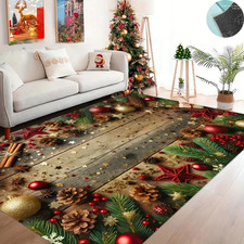 Santa Claus Christmas Tree Floor Rug Carpet Bedroom Living Room  Door Mat Decor