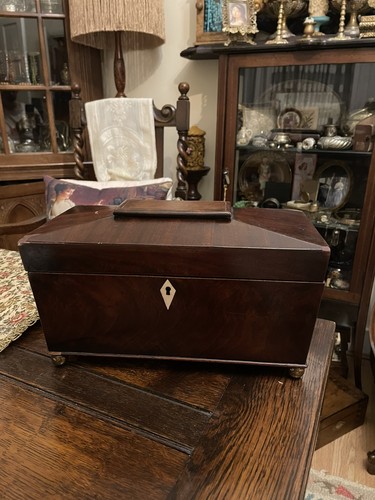 1870 georgian wood tea caddy - georgian,