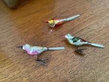3 Vintage Clip On Bird Christmas Tree Ornaments