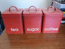 3pc Canister Set Tea Coffee Sugar Jar Vintage Style Storage Pots Food Container