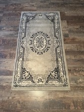 Oriental Rug Carpet Grey Classic Border Design Large Soft Short Pile Area Mats
