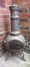 Large Toledo Cast Iron Chimenea In Bronze With Grapes 