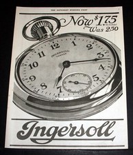 1921 OLD MAGAZINE PRINT AD, THE INGERSOLL YANKEE POCKET WATCH, NOW ONLY $1.75!
