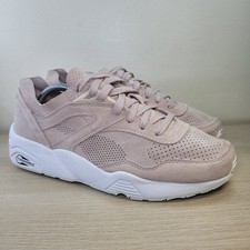Womens Puma Trinomic R698 Lace Up Trainers UK 7.5  pink suede while midsole