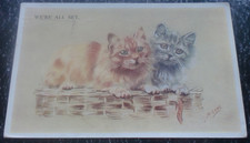 Mabel Gear Cats Kittens "We're All Set" Art Artist Vintage Postcard 1960