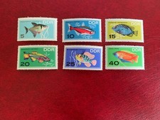 GERMANY EAST DDR 1966 MNH TROPICAL AQUARIUM FISH GOURAMI CARDINAL PHANTOM TETRA