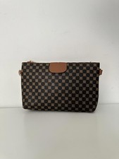 Brown Monogram Crossbody Bag with Coin Pouch – Vintage-Inspired Design