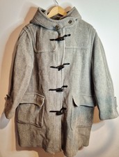 Gloverall Duffle Coat Women’s UK 16 Grey Wool Toggle Vintage Made in England 