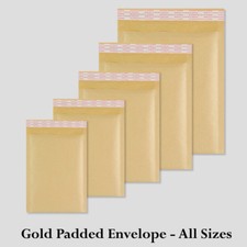 BUBBLE LINED ENVELOPES PADDED MAILERS MAILING BAGS *ALL SIZES* - GOLD