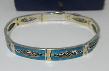 MARIUS HAMMER 930 SILVER BLUE ENAMEL PANEL BRACELET NORWAY