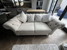 Next Gosford High Back Tweed Oyster Fabric 3 Seater Sofa