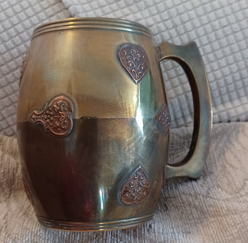 Vintage brass tankard with - vintage,