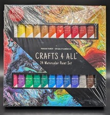 Crafts 4 All 24 Watercolor Paint Set + 3 Brushes Brand New Sealed Artist Kit
