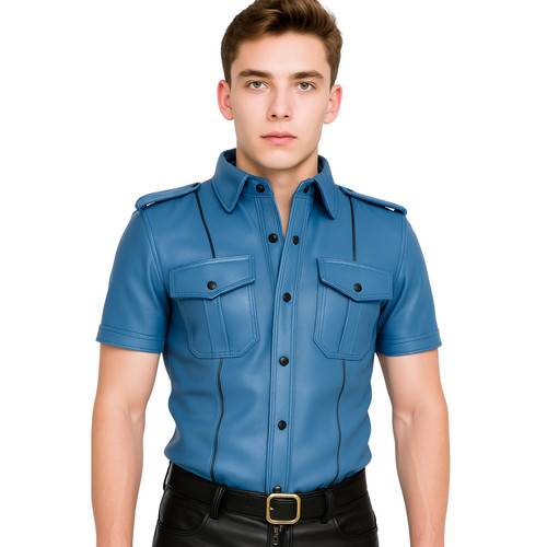 Mens leather shirt police - mens,