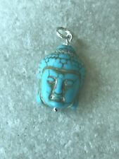 Buddha Head Pendant Howlite Turquoise 925 Sterling Silver  - Gift Bag - Free P&P