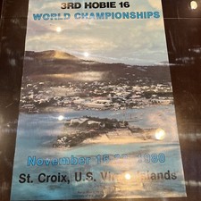 Vintage 1980 Hobie Cat Sailing Catamaran Sail Boat Poster St. Croix USVI 23"x16"