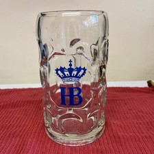 Vintage German Hofbrauhaus 1 Liter Beer Glass Mug Stein Munchen Dimple Tall 