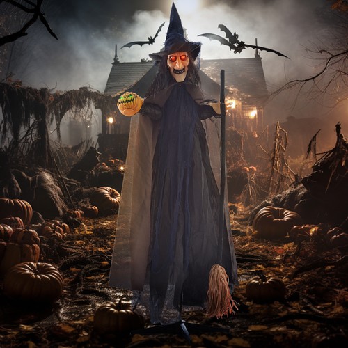 Witch with broomstick - witch,