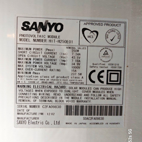 Sanyo hit h250e01 250w - sanyo,