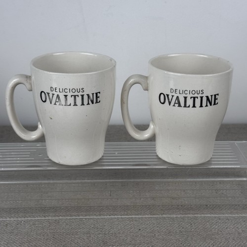 Ovaltine advertising mugs pair - advertising,