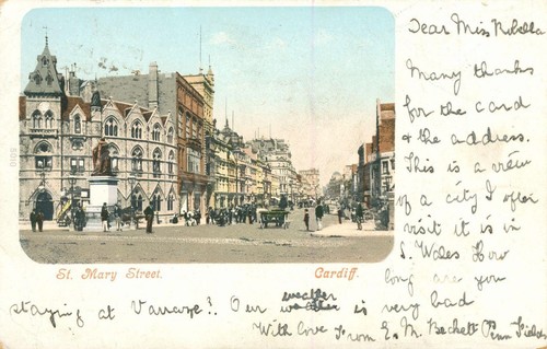 Cardiff vintage postcard wales - vintage,