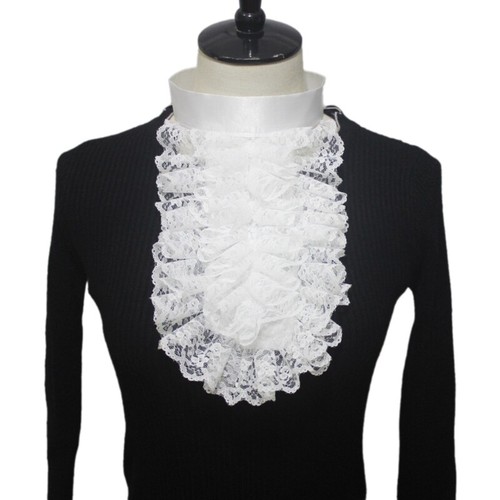 Steampunk ruffled lace jabot - ruffled,