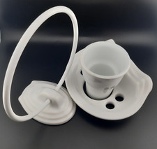 Ceramic White Hand Towel Ring Holder & Matching Toothbrush Holder & Integral Cup