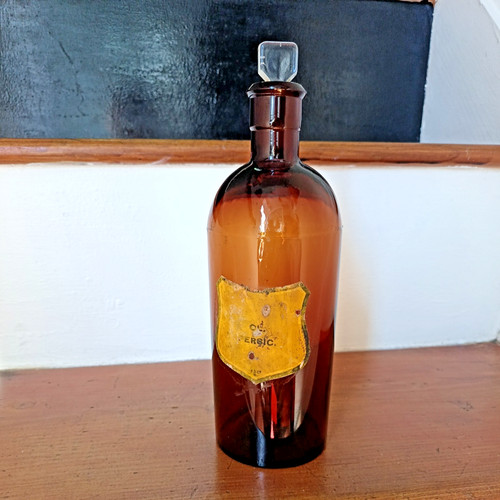 Amber glass vintage apothecary - glass,