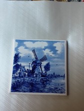 Dutch Windmill Wall Tile (Blue