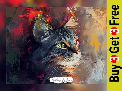 Abstract cat impasto - abstract,