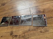 NEXT mirrored silver glittery coasters x 4