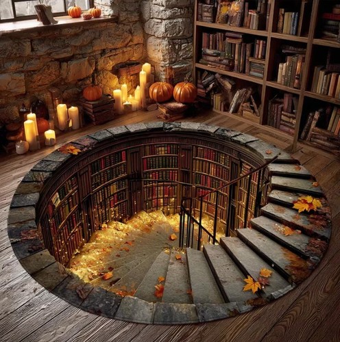 Library staircase rug - 3d,