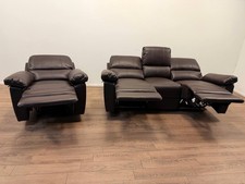 Toby Recliner Sofa Set – 3 Seater & Armchair – Chocolate (Brown)