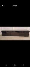 IKEA Besta Burs Black High Gloss TV Stand Unit with Bench Cabinet and Storage