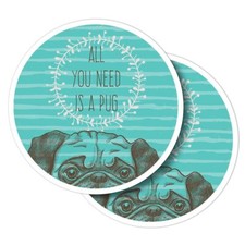 2x Vinyl Stickers Cute Pug