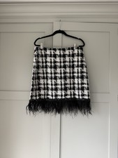 Coast Feather Trim Textured Tweed Skirt. Size 16, RRP £159