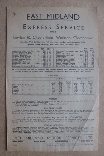 East midland bus timetable - east,