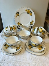 Vintage Royal Vale Yellow Rose 6 Piece Tea Set+ sugar Bowl, Milk Jug, Cake Plate