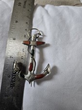 Antique Anchor Brooch - Silver And Banded Agate 9cm