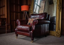 JOHN LEWIS VICTORIAN STYLE ANTIQUE CONKER LEATHER CHESTERFIELD CLUB CHAIR