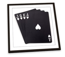 Black Poker Playing Cards Casino FRAMED ART PRINT Picture Square Artwork
