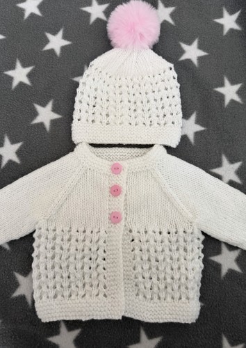 Hand knitted baby cardigan set - hand,