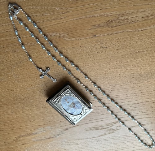 Vintage holy water - water, rosary